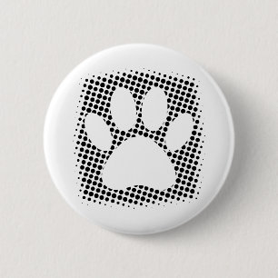 Dog Paw Print With Halftone Background 6 Cm Round Badge