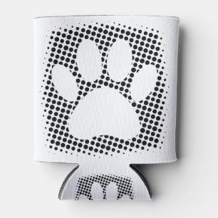 Dog Paw Print With Halftone Background Can Cooler