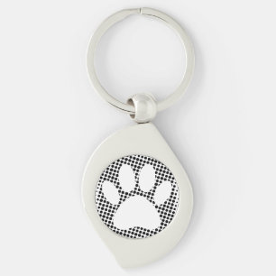 Dog Paw Print With Halftone Background  Keychain