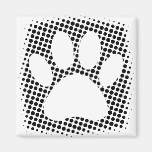 Dog Paw Print With Halftone Background Magnet