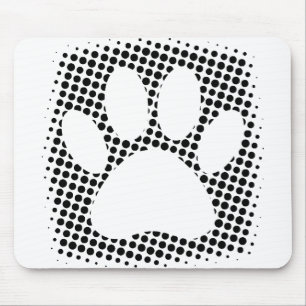Dog Paw Print With Halftone Background Mouse Pad