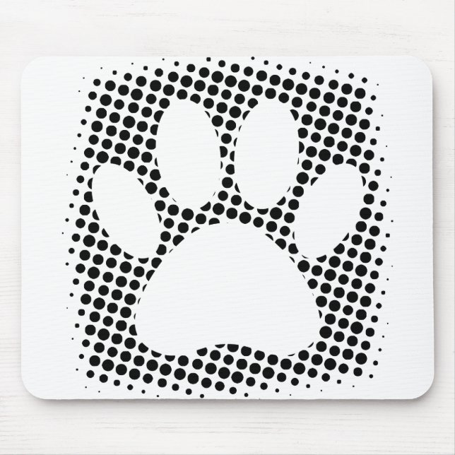 Dog Paw Print With Halftone Background Mouse Pad (Front)