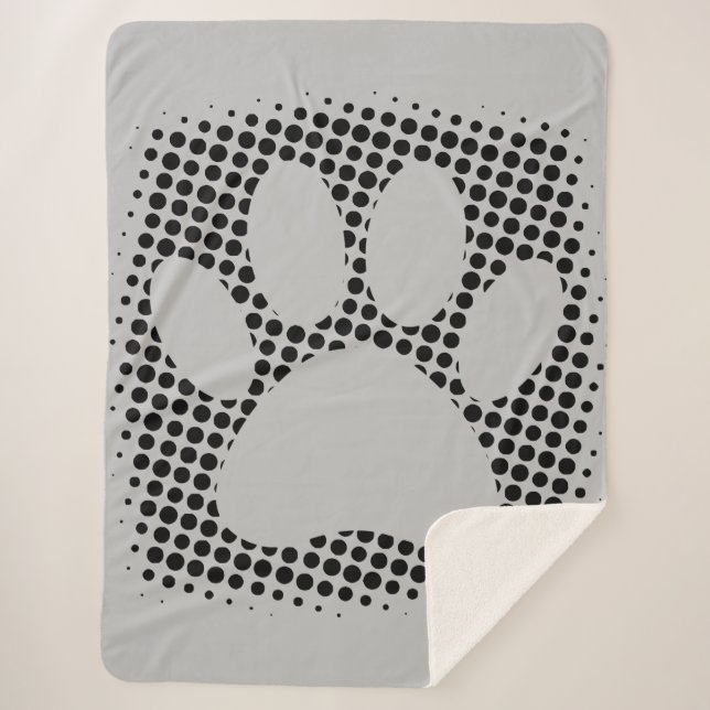 Dog Paw Print With Halftone Background Sherpa Blanket (Front)