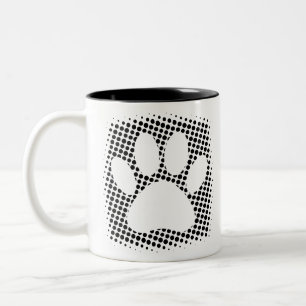Dog Paw Print With Halftone Background Two-Tone Coffee Mug