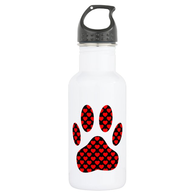 Dog Paw Print With Hearts 532 Ml Water Bottle (Front)
