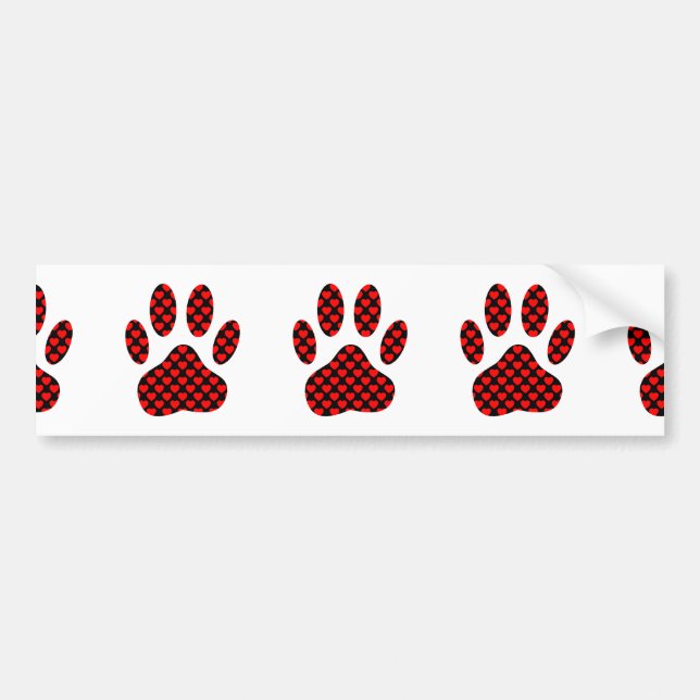 Dog Paw Print With Hearts Bumper Sticker (Front)