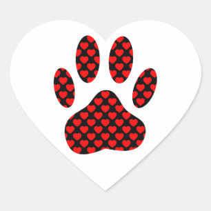 Dog Paw Print With Hearts Heart Sticker