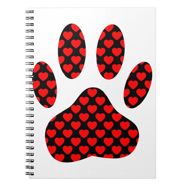Dog Paw Print With Hearts Notebook (Front)
