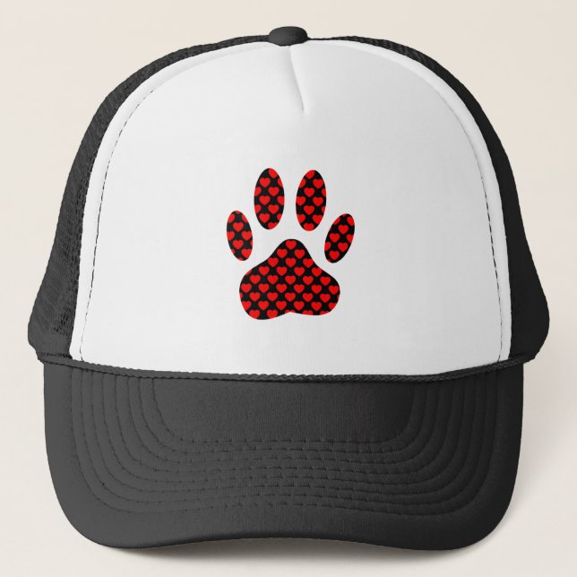Dog Paw Print With Hearts Trucker Hat (Front)