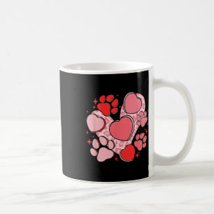 Dog Paw Print With Red Heart For Valentine Day And Coffee Mug