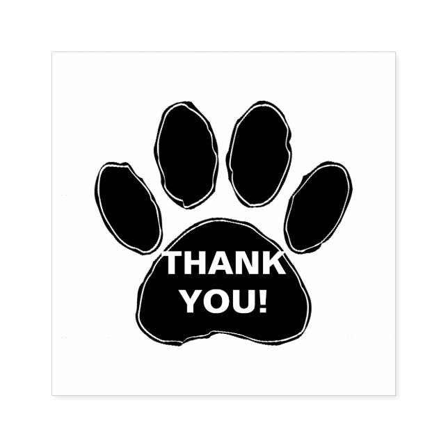 Dog Paw Print With Thank You Message Rubber Stamp (Imprint)