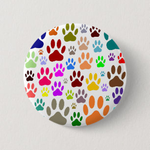 Dog Paw Prints All Over 6 Cm Round Badge