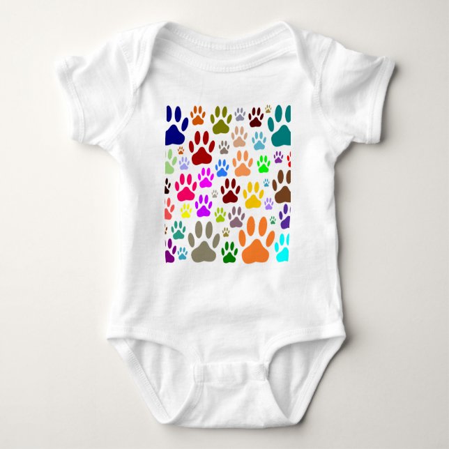 Dog Paw Prints All Over Baby Bodysuit (Front)