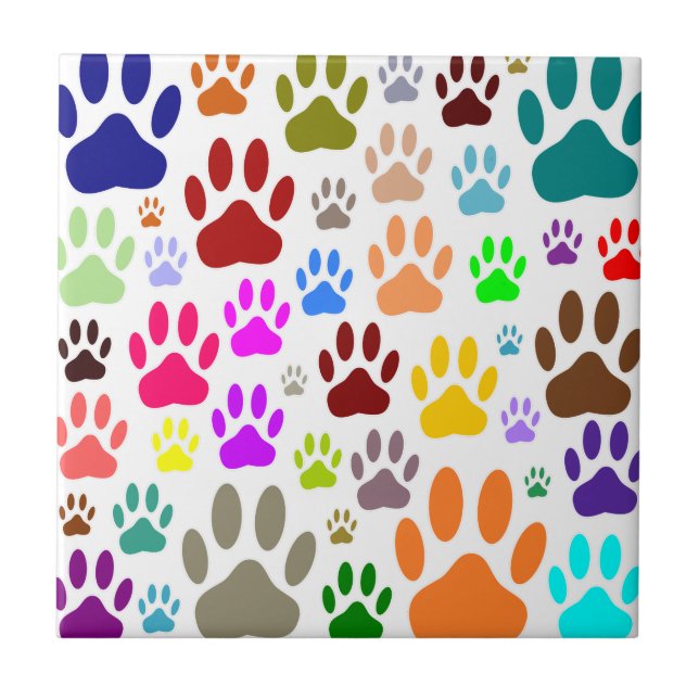 Dog Paw Prints All Over Ceramic Tile (Front)