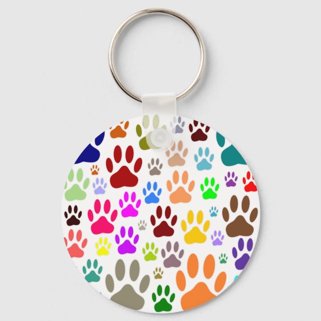 Dog Paw Prints All Over Key Ring (Front)