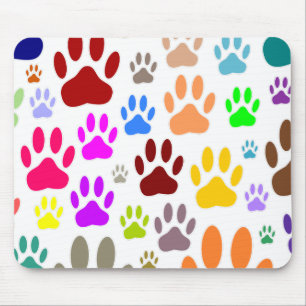 Dog Paw Prints All Over Mouse Pad
