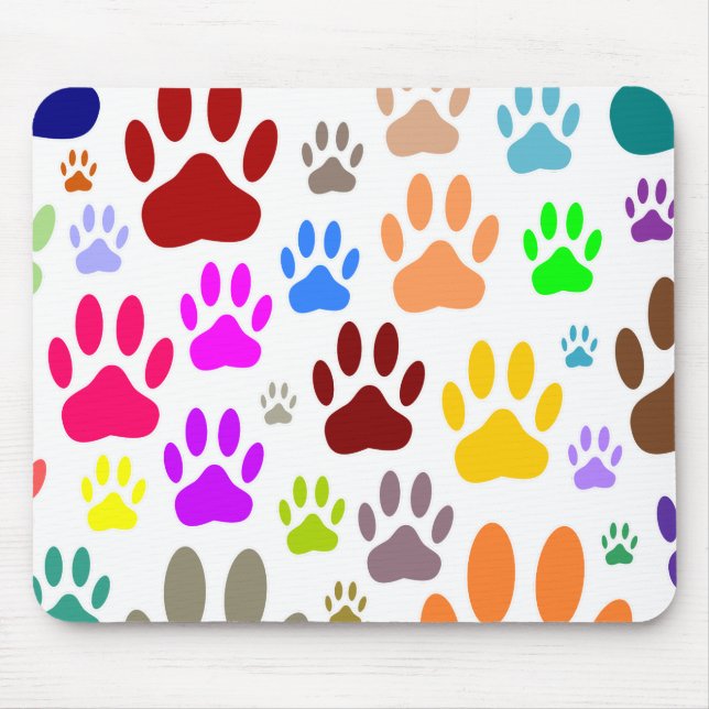 Dog Paw Prints All Over Mouse Pad (Front)