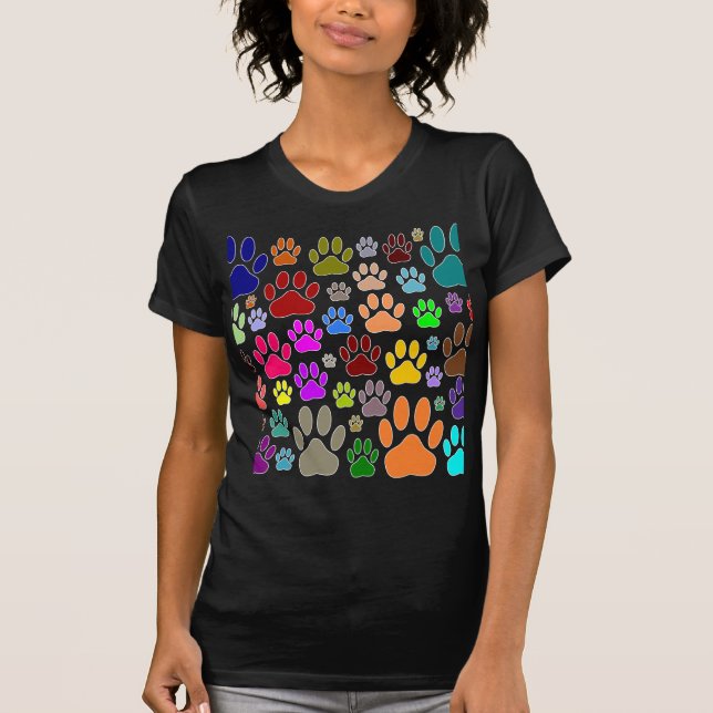 Dog Paw Prints All Over T-Shirt (Front)