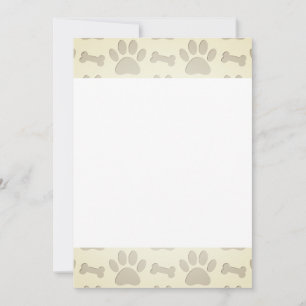 Dog Paw Prints And Bones Base For Invitation