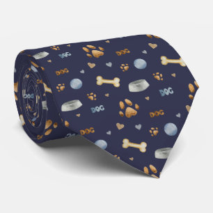 Dog Paw Prints and Bones Cute Tie