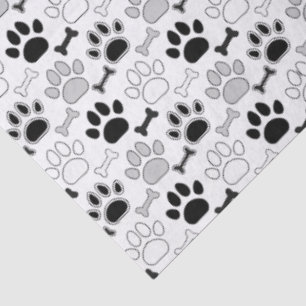 Dog Paw Prints and Bones Pattern Tissue Paper