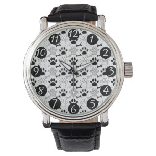 Dog Paw Prints and Bones Pattern Watch
