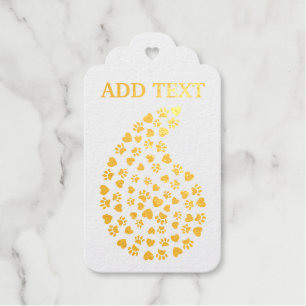 Dog Paw Prints And Hearts Paisley Pattern Gift Tags