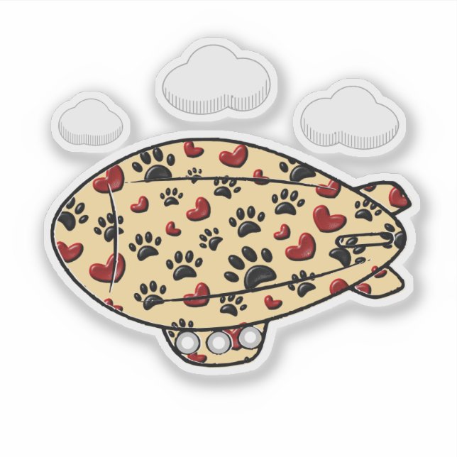 Dog Paw Prints And Red Hearts Custom Blimp (Front)