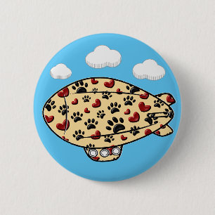 Dog Paw Prints And Red Hearts Custom Blimp 6 Cm Round Badge