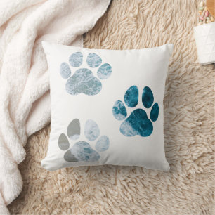 Dog Paw Prints - Beach Waves and Sand Beach Cushion