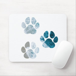 Dog Paw Prints - Beach Waves and Sand Beach Mouse Pad
