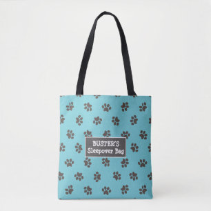 Dog Paw Prints Blue Tote Bag