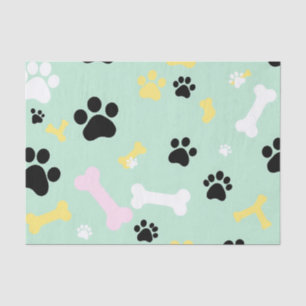 Dog Paw Prints Bones Pattern Tissue Paper