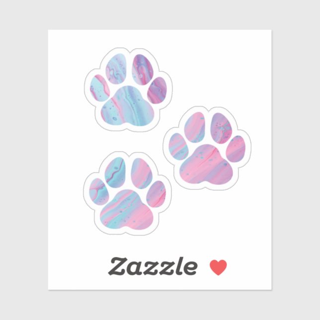 Dog Paw Prints - Colourful Paint Swirls (Sheet)