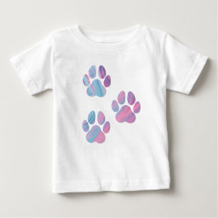 Dog Paw Prints - Colourful Paint Swirls Baby T-Shirt