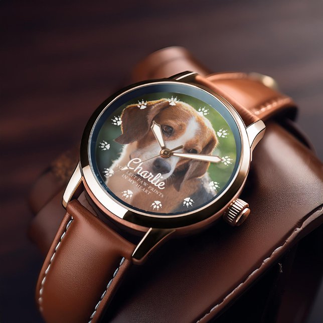 Dog Paw Prints Custom Photo Watch (Inspiration mockup (not actual product))