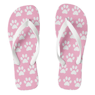 Dog Paw Prints Cute Pattern Pink Summer Beach Thongs