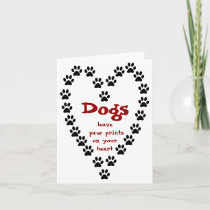 Dog Paw Prints Heart Card