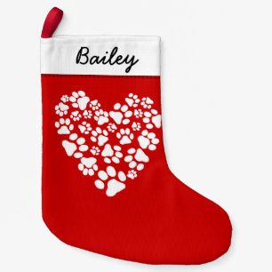 Dog Paw Prints Heart Cute Pet Lover's Small Christmas Stocking
