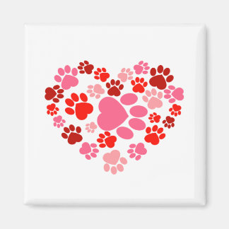 Dog Paw Prints Heart Magnet