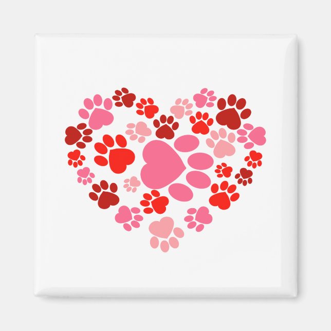 Dog Paw Prints Heart Magnet (Front)