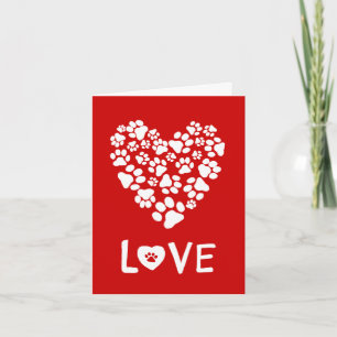 Dog Paw Prints Heart Valentine's Day Love Card