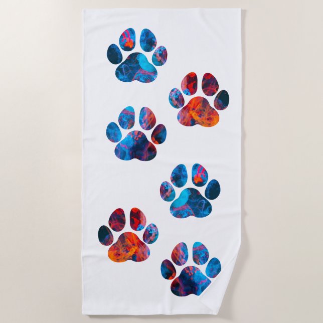 Dog Paw Prints - Ink in Water Beach Towel (Front)