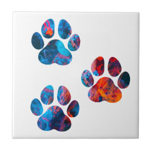 Dog Paw Prints - Ink in Water Ceramic Tile