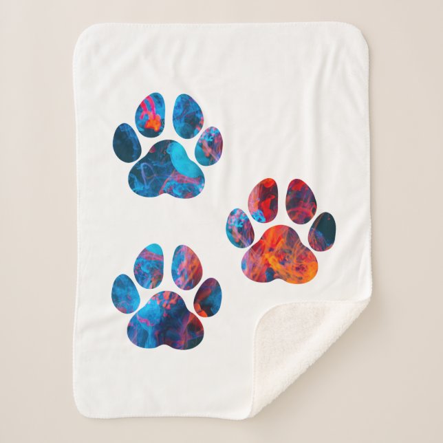 Dog Paw Prints - Ink in Water Sherpa Blanket (Front)