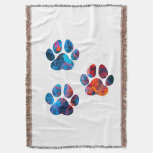Dog Paw Prints - Ink in Water Throw Blanket