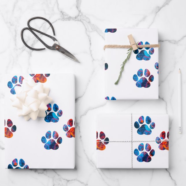 Dog Paw Prints - Ink in Water Wrapping Paper Sheet (Front)