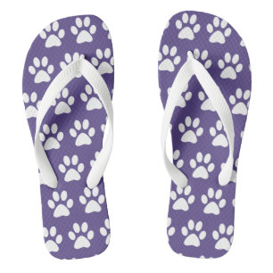 Dog Paw Prints On Purple Thongs