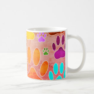 Dog Paw Prints On Vintage Background Coffee Mug