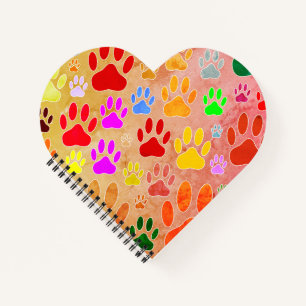 Dog Paw Prints On Vintage Background Notebook